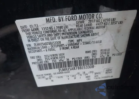 2011 Lincoln Mkt из США, поврежденный, VIN 2LMHJ5AR7BBJ53308